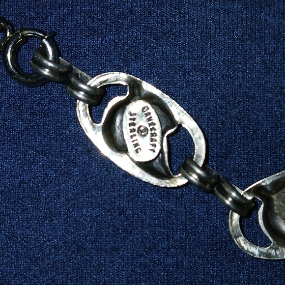 Vintage Danecraft Sterling Silver Bracelet Oval Links Leaf Center NOS - Picture 3 of 4